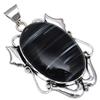 Pendant Grey Botswana Agate Gemstone Mother's Day Gift Silver Jewelry 2.25"