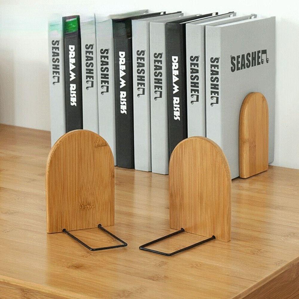 Desk Storage School Office Supplies Desktop Organizer Book Holder Bookshelf Book Stand Wood Bookend