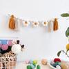 Tassel Wall Hangings Soft Texture Interior Brightening Bohemian Style Round Smooth Wooden Beads Wall Hanging Decoration