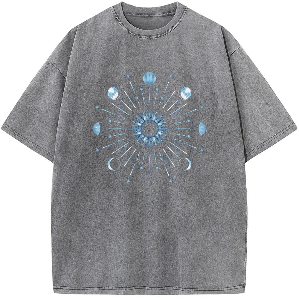 Tie-Dyed XINGX Mandala Men Washed T-Shirt Cotton Funny Loose Bleached Tshirt Retro Fashion Hip Hop Bleach T Shirt Tops Tee