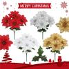 Red Christmas Artificial Poinsettia Flower Bouquets for Christmas Home Garden Table Vase Decoration Wedding Flowers