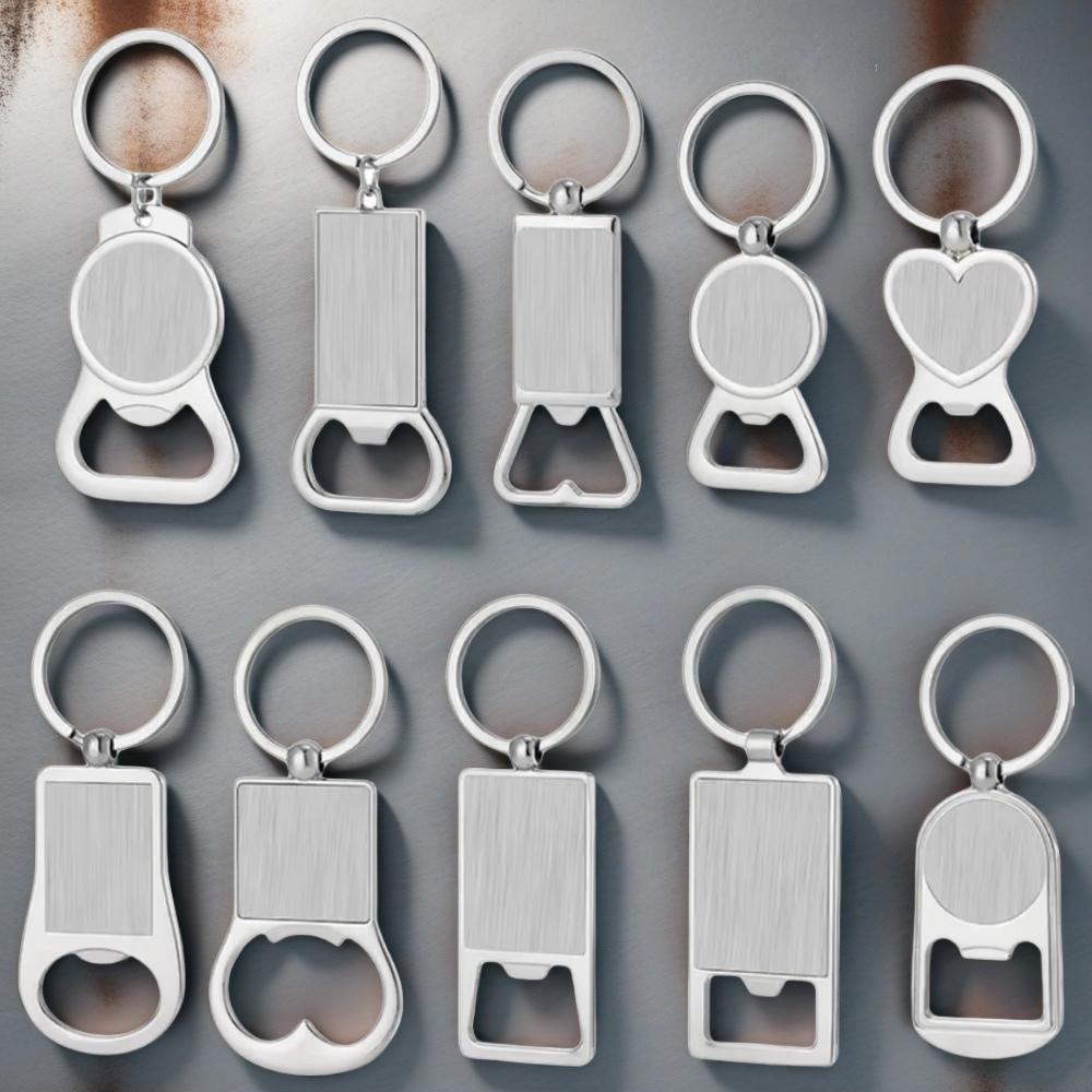 Creative Custom Laser Logo Name Keyring Practical Printing Activity Bar Ad Key Ring Chain Metal Beer Bottle Opener Keychain Gift
