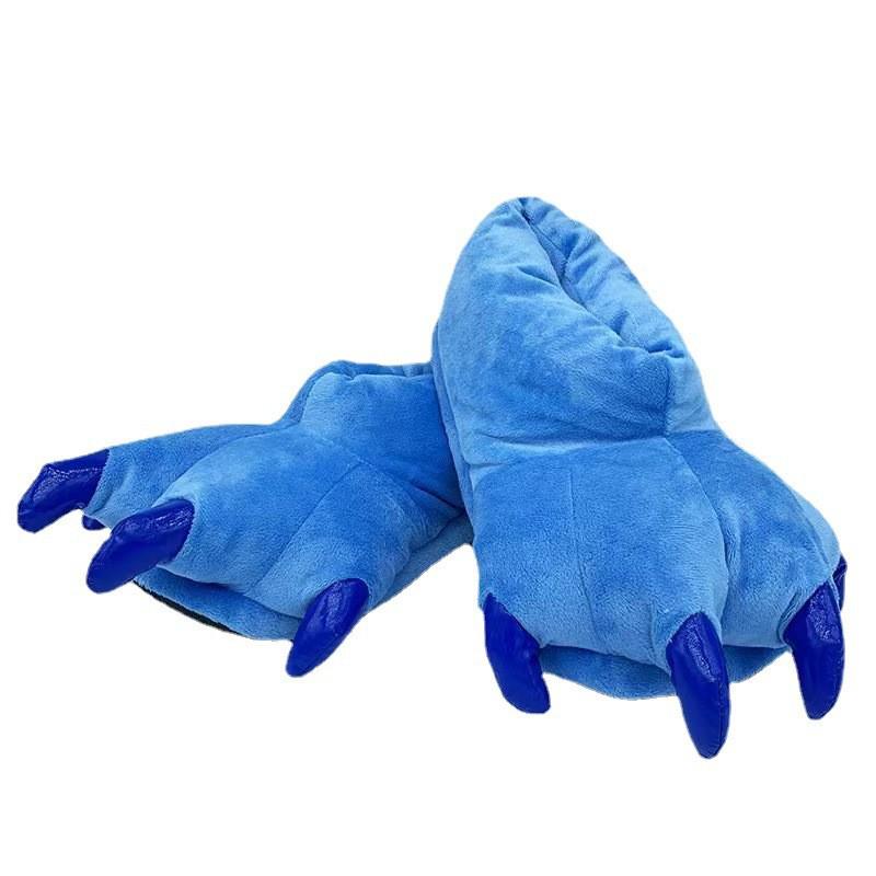 Cartoon Dinosaur & Tiger Claw Cotton Slippers - Warm Couples’ Shoes for Men & Women