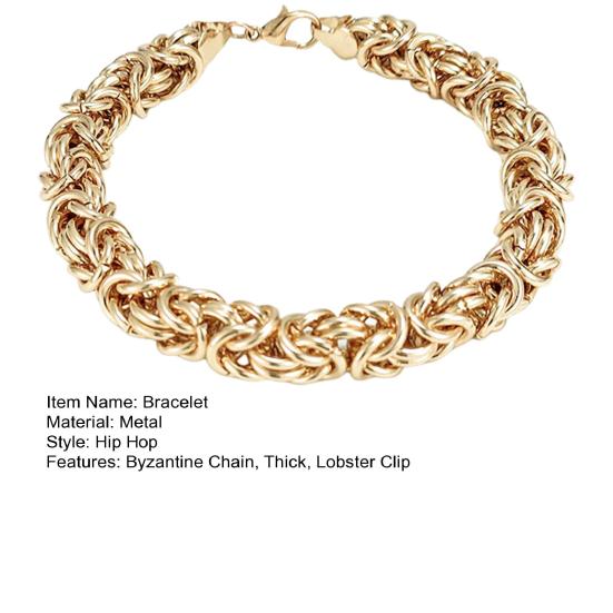 Браслет-цепочка унисекс византийский с застежкой-карабином, металлический полированный, толстый, легкий, хип-хоп, наручные украшения, шопинг, работа, вечеринка, свидание