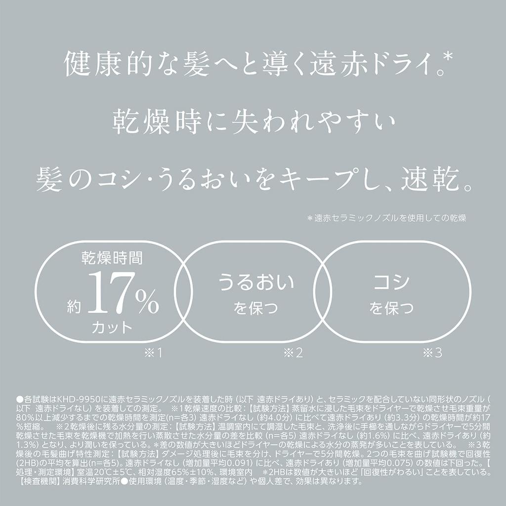 Koizumi Фен с ионизацией Salon Sense 300 Автоматическое переключение Керамическая насадка Белый Горячий/Холодный Дальний инфракрасный KHD-9950/W