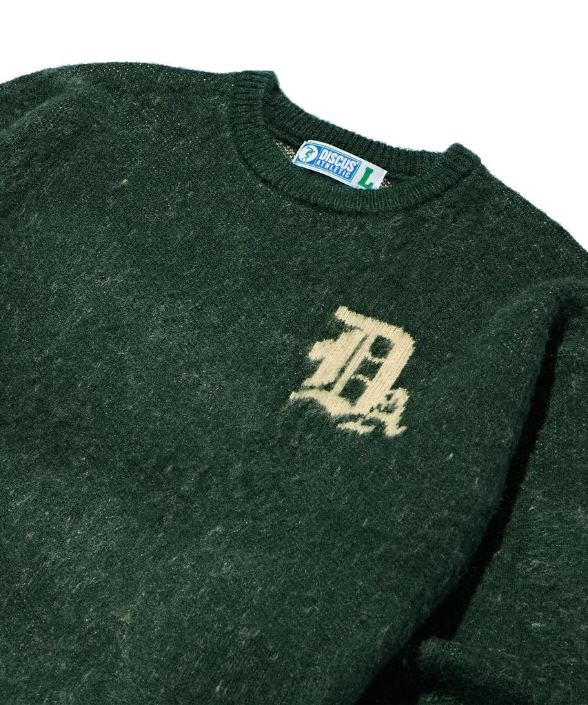 DISCUS ATHLETIC Gothic Logo Jacquard Knit Sweater Green