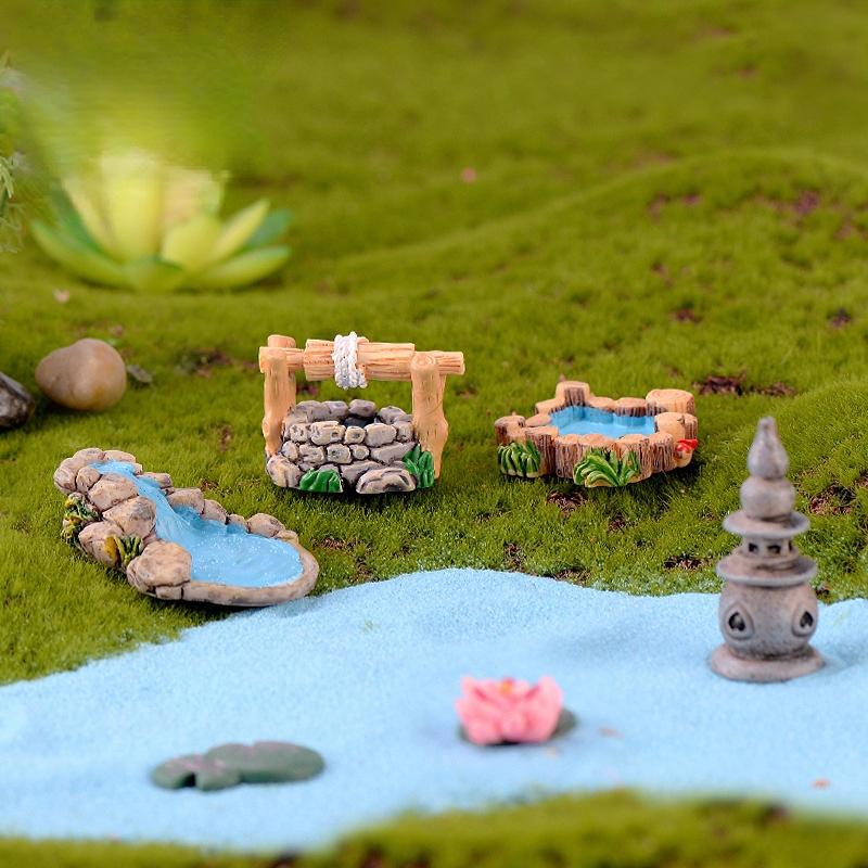 Landscaping Crafts DIY Ornaments Miniature Landscape Ornaments Miniature Miniature Garden Water Well Bridge Retro House Fairy Tale Garden