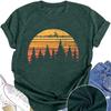 Women Summer T Shirt  Print Beautiful Sunset Short Sleeve Tees Casual   Printed  Tops