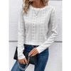Solid Long Sleeve Hollow Out Casual Shirt For Women Summer
