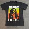 Zion Rootswear Футболка с принтом Боба Марли One Love Черная Мужская Средняя Регги Футболка Унисекс