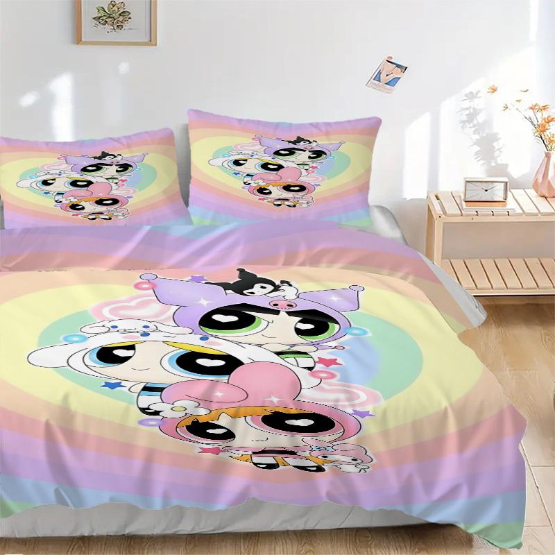 3pcs Powerpuff Girls Duvet Cover Set - Machine Washable, Includes 1 Duvet Cover and 2 Pillowcases, No Core Included yy251022211