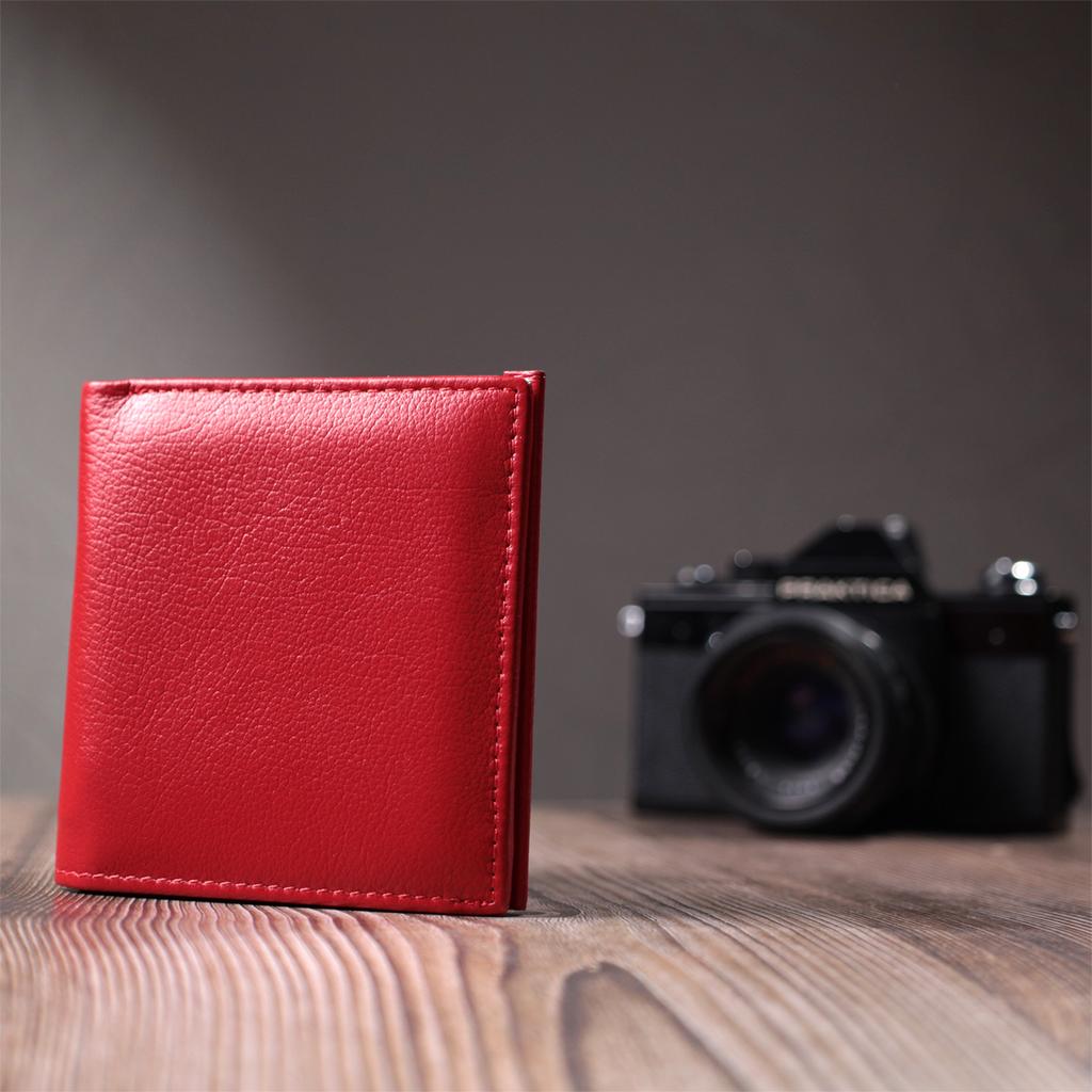 Medium Size Wallet for Women with Coin Pocket Outside Made of Genuine Leather ST Leather 22720 Red