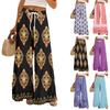 Women Summer Boho Palazzo Pants High Waist Wide Leg Floral Printing Casual Trousers With Pockets