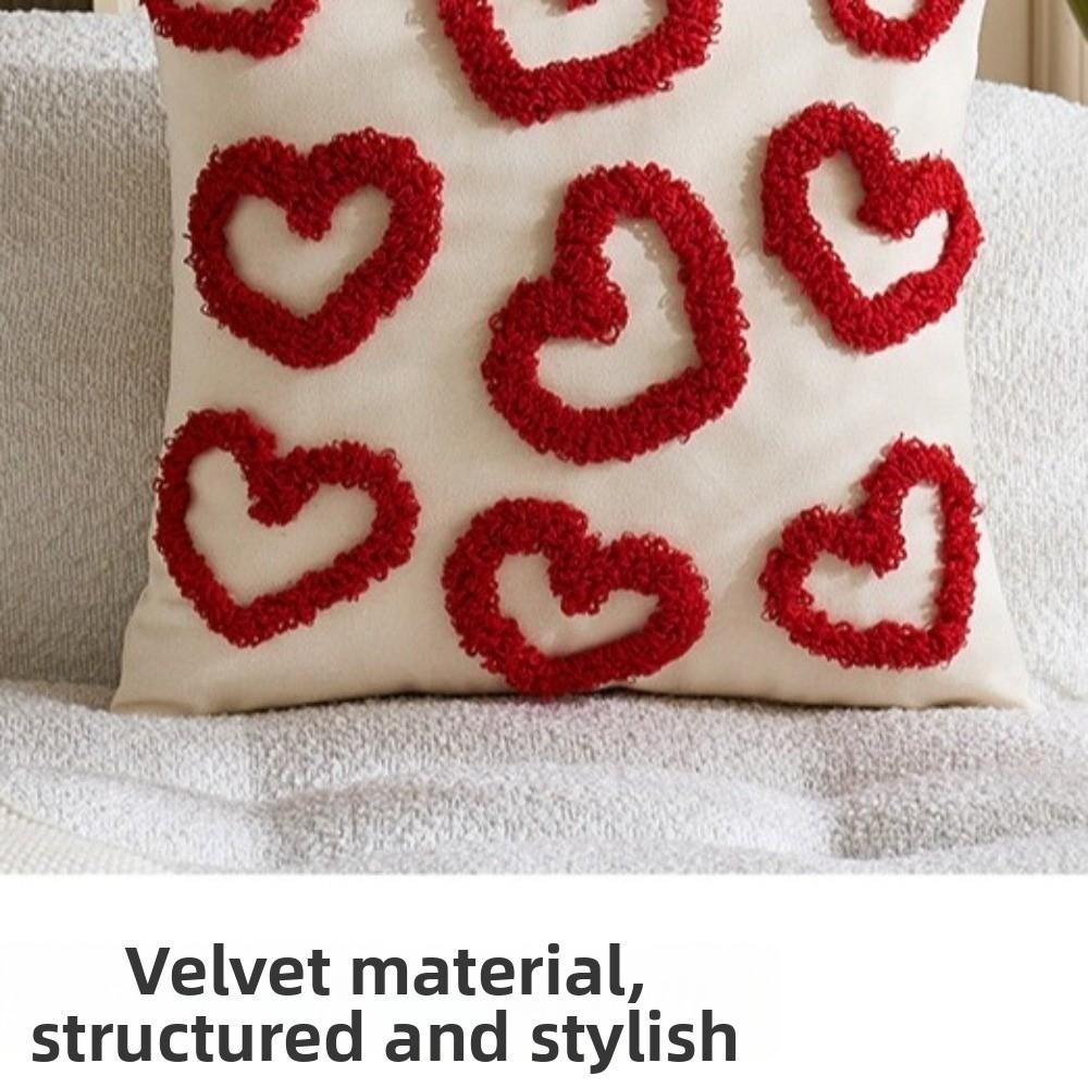 Velvet Tufted Cushion Case Romantic Throw Pillow Cover Valentine Love Plush Pillow Cover  Bedroom