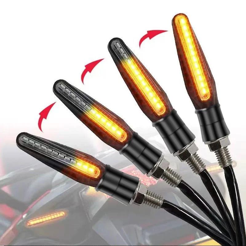 2pcs E24 LED Light 12 SMD Moto Led Flowing Water Blinker Bendable Flashing Signals Lamp Suitable for Various Motorcycle Models