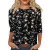Women's Fashion Casual Round Neck 3/4 Sleeve Loose Printed T-Shirt Ladies Top