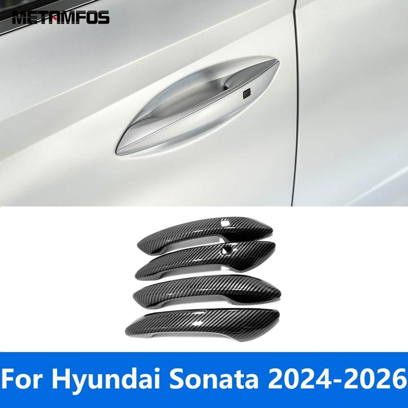 Side Door Handle Cover Trim For Hyundai Sonata 2024 2025 2026 Carbon Fiber Protection Sticker Exterior Accessories Car Styling