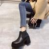 Модная обувь для женщин 2024 года, высококачественные женские сапоги с круглым носком, однотонные, короткие, на толстом каблуке, модные сапоги большого размера