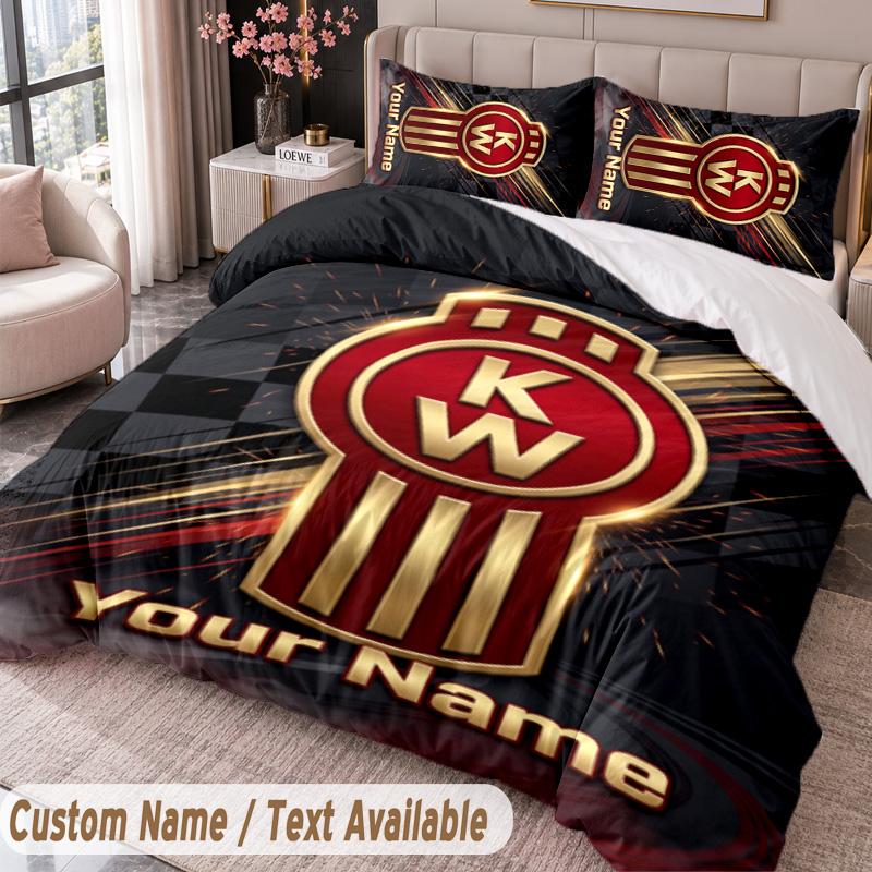 Kenworth Printed Bedding Set Custom Name Text 1 Duvet Cover 2 Pillowcases For Bedroom