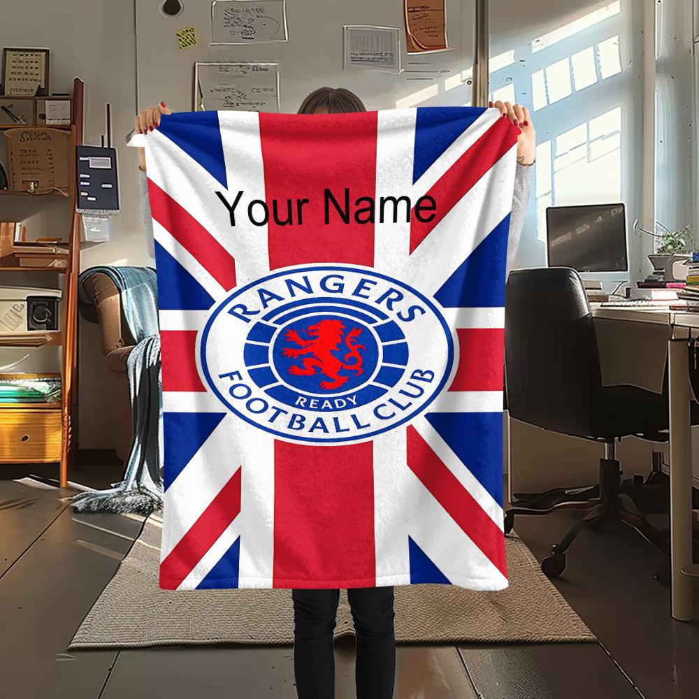 1PC Rangers F Custom Name Patterned Flannel Blanket Suitable For All Seasons For Home Decor Warmth And Comfort Gifts Holiday Present