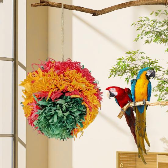 Shredder Ball Birds Toy Parrot Foraging Shredder Ball Birds Cage Hanging Toy for Parakeets Conures Cockatiels Love Birds