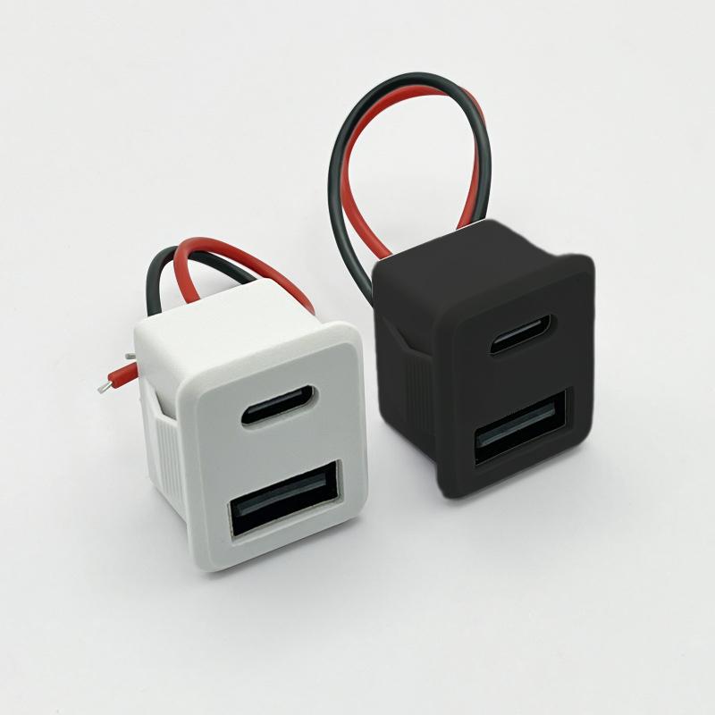 Двухслотовое гнездо USB Type-C, гнездо USB для лампы, гнездо для зарядки, силовая розетка 2P с кабельным разъемом