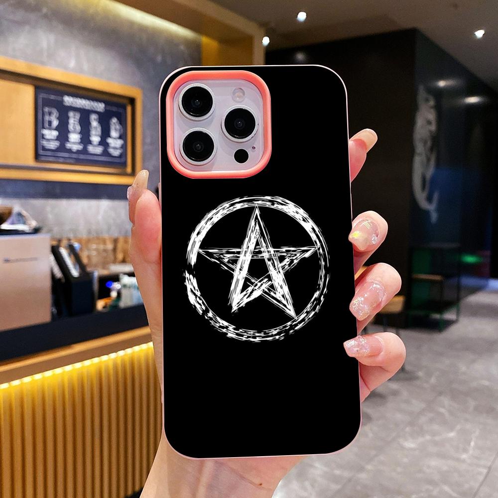 Aesthetic Pentagram Phone Case for iPhone 17 16 15 14 13 12 11 Air Pro Max Plus Jelly Double layer Pink Cover
