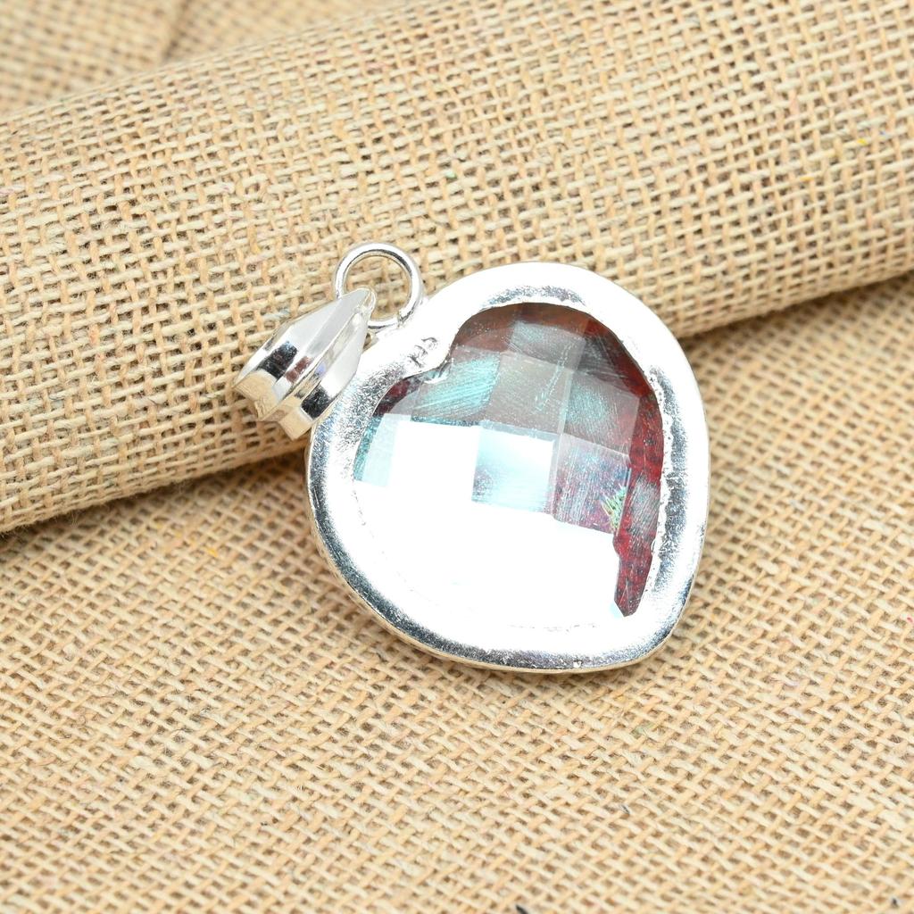 Радужный мистический топаз Gemstone 925 Solid Silver Ювелирные изделия ручной работы Необычный кулон