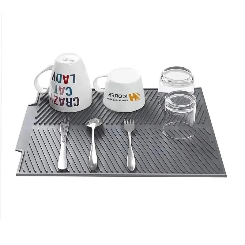 1pc Silicone Draining Board Mat Dish Drying Folding Draining Mat Large Drain Pad Eco-Friendly Drainer Heat Resistant Pot