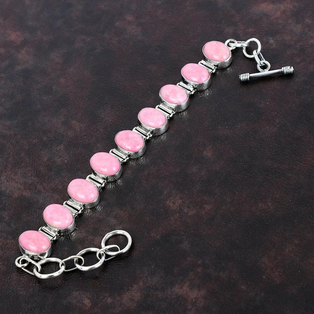 Браслет из тулита, ювелирные изделия ручной работы из камня, браслет из настоящего драгоценного камня, браслет из стерлингового серебра 925 пробы, регулируемый браслет-цепочка, подарок для женщин