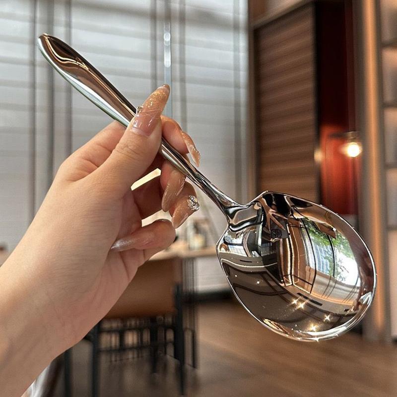 Круглая ложка из нержавеющей стали сетка из красного золота с длинной ручкой для помешивания десерта