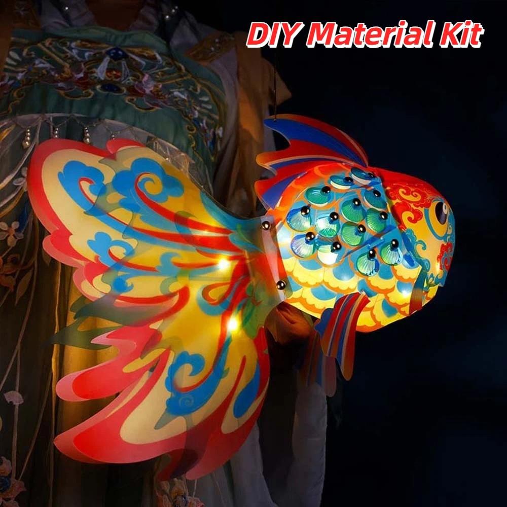 Traditional Paper Lamp Kit Handmade Mid Autumn Craft Goldfish Lantern DIY Autumn