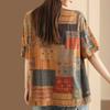 Женская футболка Летняя Большого размера Хлопковая футболка Мягкая Свободная Принтованная Повседневная Футболка Пуловер Топ