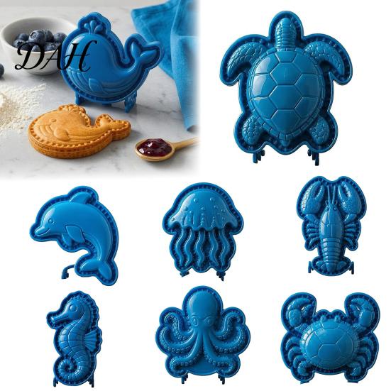 Cute Sea Life Baking Supplies Marine Animal Mini Pie Mold, Durable Non-stick Reusable Dough Cutter, Decorative DIY Fruit Making Molds Hand Press Tool