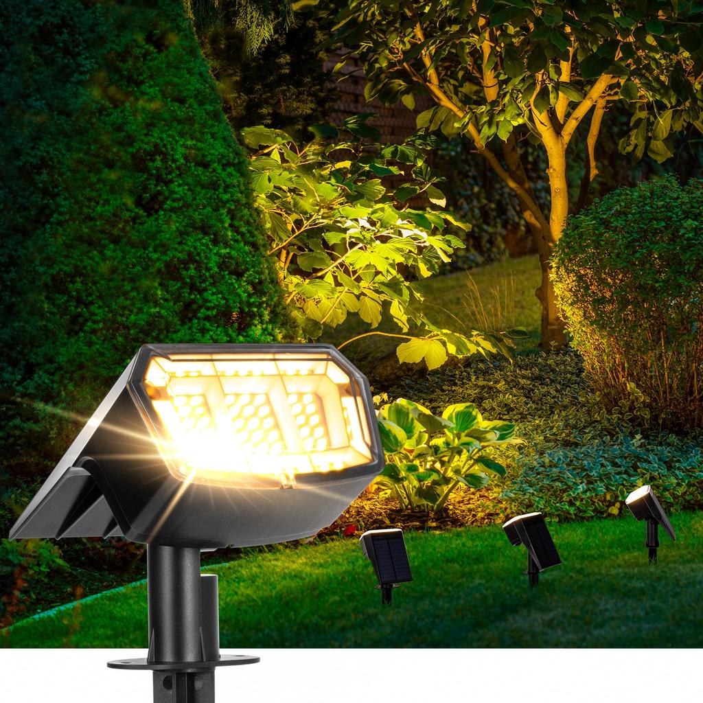 Solar-Powered Outdoor Spotlight with Light Sensor, Solar Charging, and Light Sensor [Ultra-Bright LED, Height & Angle Adjustable, Waterproof and