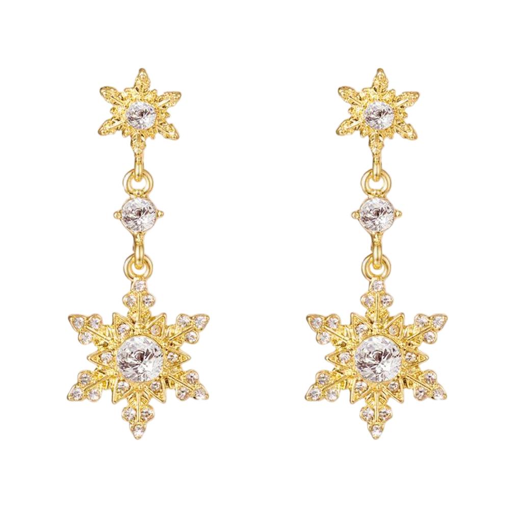 Christmas Snowflake Earring for Women Dainty Snowflake Pearl Drop Dangle Earrings Sparkly Zirconia Snowflakes Stud Earrings