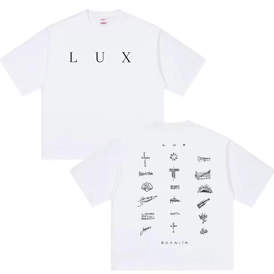High Quality Vintage Fashion Unisex Short Sleeve T shirt, Rosalia Lux 2026 Concert Tour Album Letter Printed T shirt