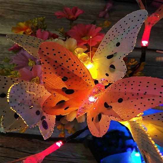 46011 LED Solar Optic Butterfly Dragonfly Power Fibre String Light Garden Decor