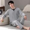 Pajamas Men'S Spring And Autumn Waffle Cotton Long Sleeve Autumn Cotton Large Size Casual Loungewear Set