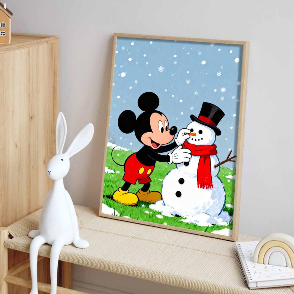 Disney diamond art painting kit Mickey Mouse building snowman 5D handmade diy diamond painting, home wall decoration