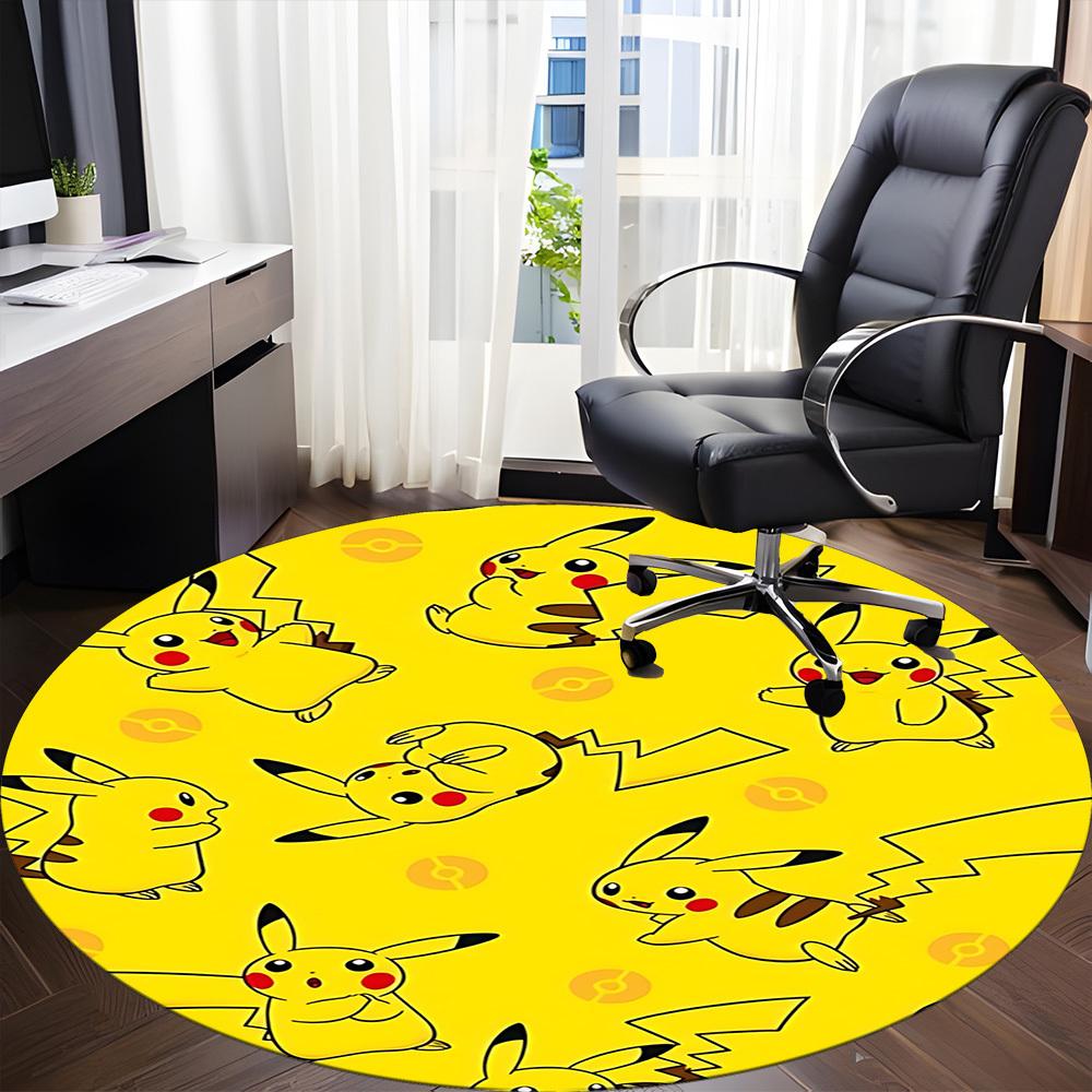 1pcPikachu Poké Ball Office Round Area Rug, Indoor Mat Suitable For Office,Bedroom Living Room Home Decor, Room Deco a0928173
