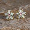 1pair White Opal Flower Stud Earrings - Perfect Holiday Party Gift for Women and Girls