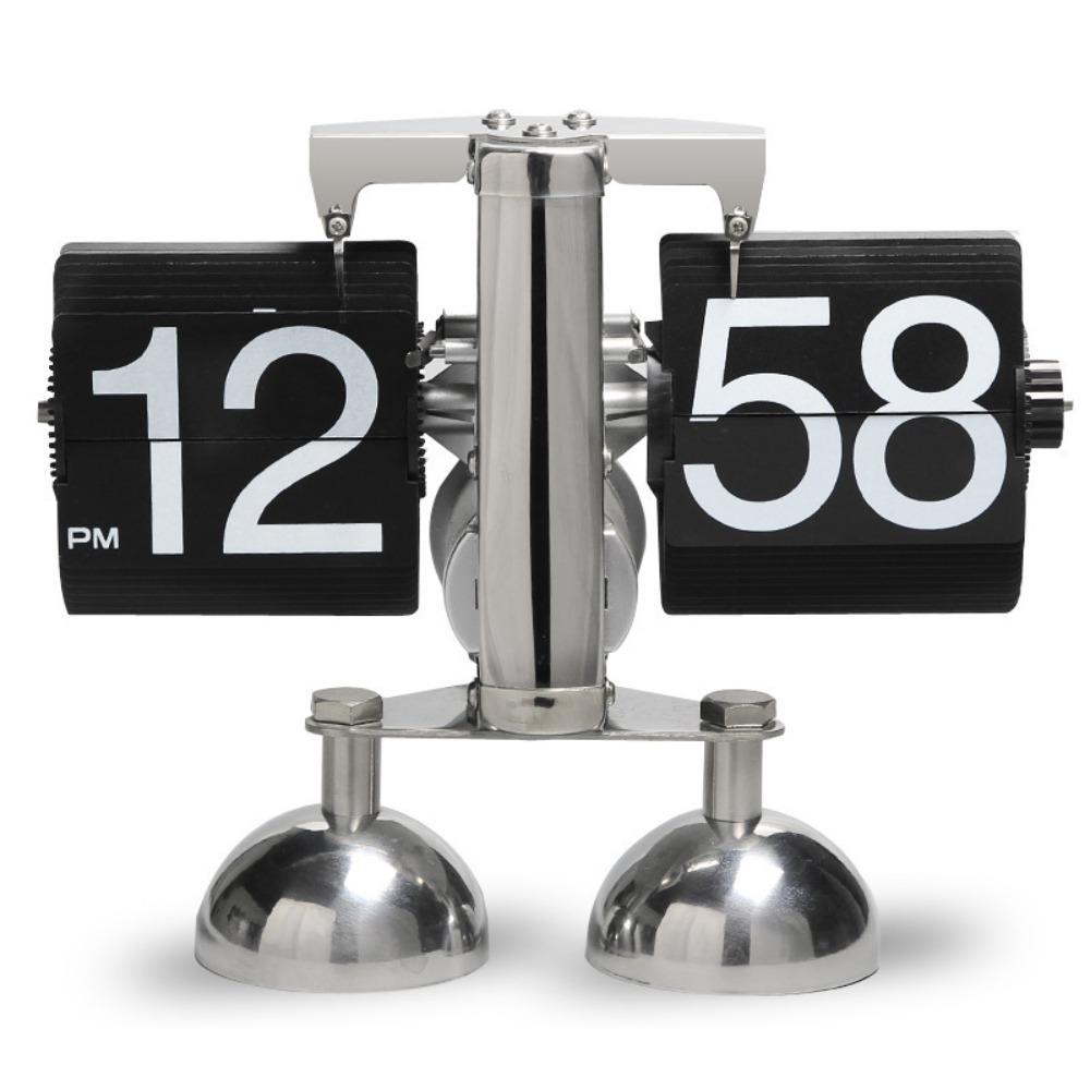 Mechanical Vintage Metal Clock Nordic Style Page Turning Clock Automatic Flip Clock Desktop