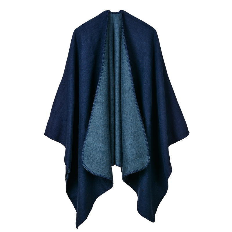 European and American Sytle Women's Solid Color Pashmina Shawl Autumn Winter Warm Cape Plain Cloak