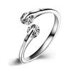 Women Double Cubic Zircon Inlaid Open Finger Ring Party Jewelry Gift