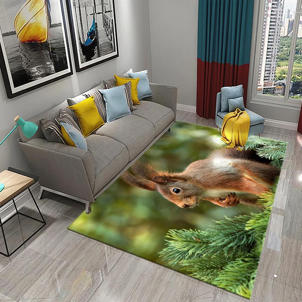 Милый ковер с белкой, забавный коврик для пола с диким животным для декора ванной комнаты, ковер противоскользящий для гостиной, кухни, коврики для ванной комнаты