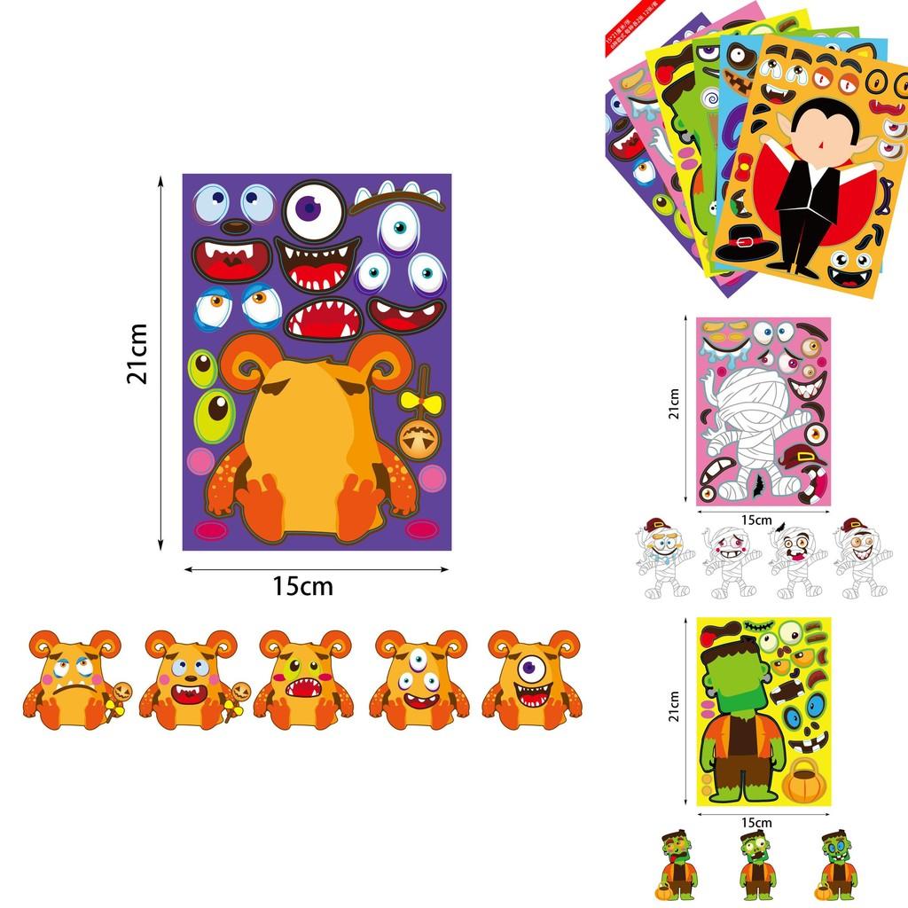 Красочные Xh061 Хэллоуин Сделай сам Наклейки-пазлы с тыквами для детского творчества