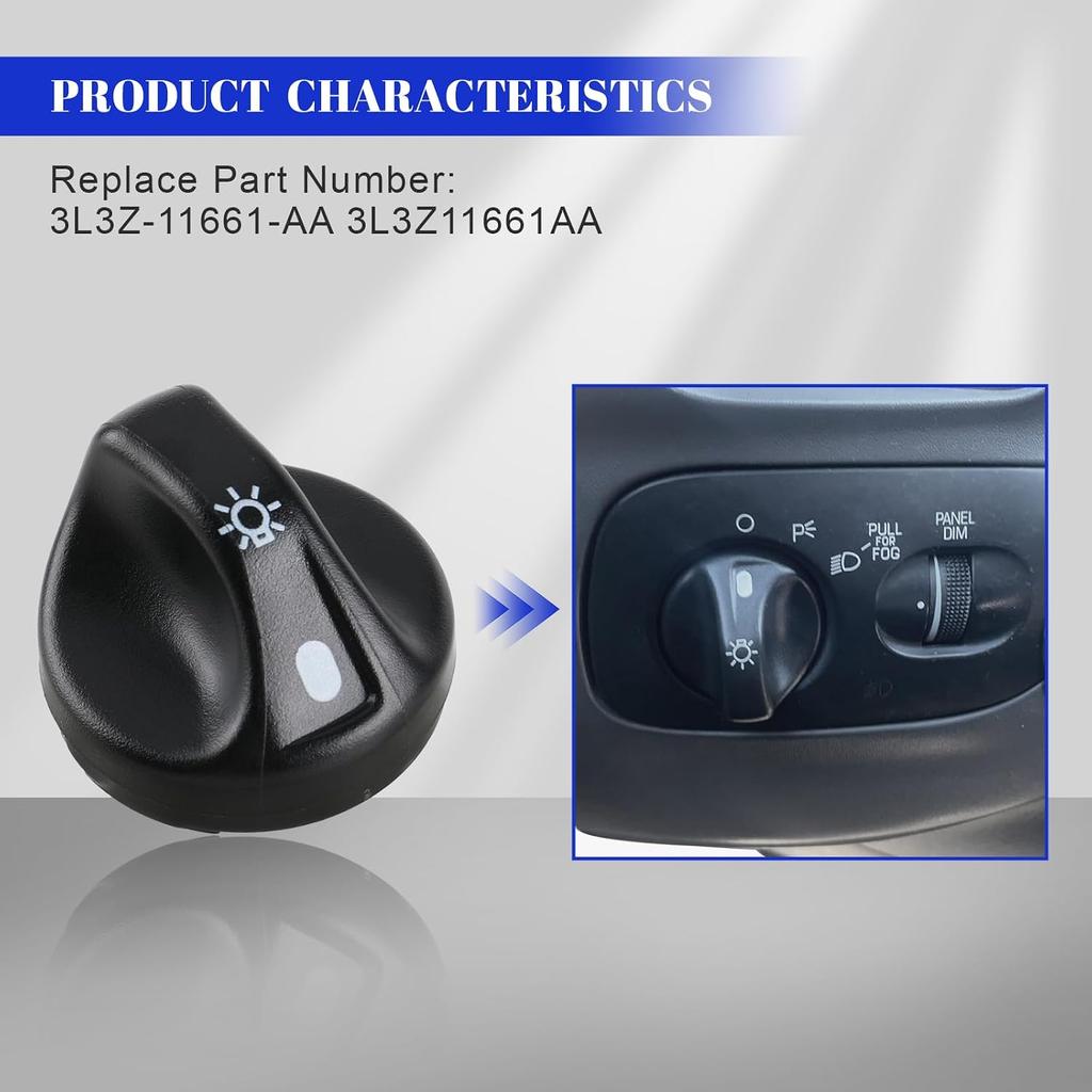 MOTOALL Head Light Head Lamp Switch Knob for 2001-2004 Ford Super Duty F150