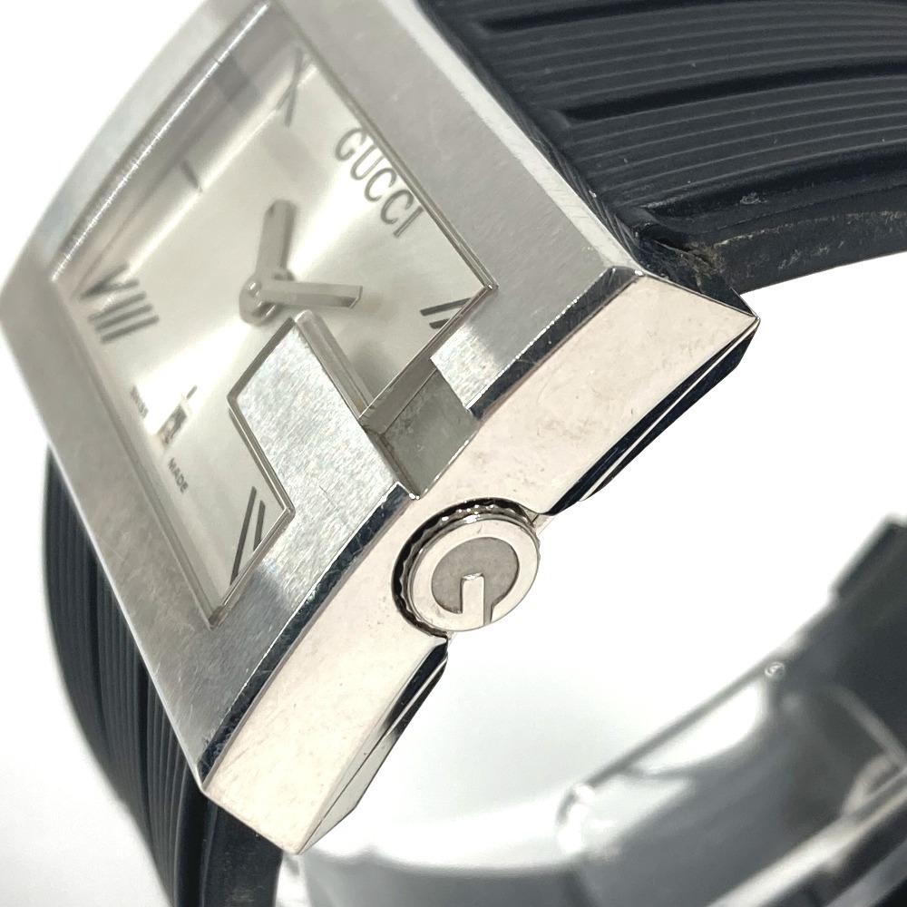 GUCCI 100M G logo Watch Men's Watch Clock Wristwatch SS / rubber Black/Silver