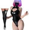 Косплей Эмаль Блестящие Высокие Ноги Сексуальные Экстремальные Купальники PU Кожа Искусственная Кожа Чулки Большой Размер Костюм Бондаж [MORApink] (черный)